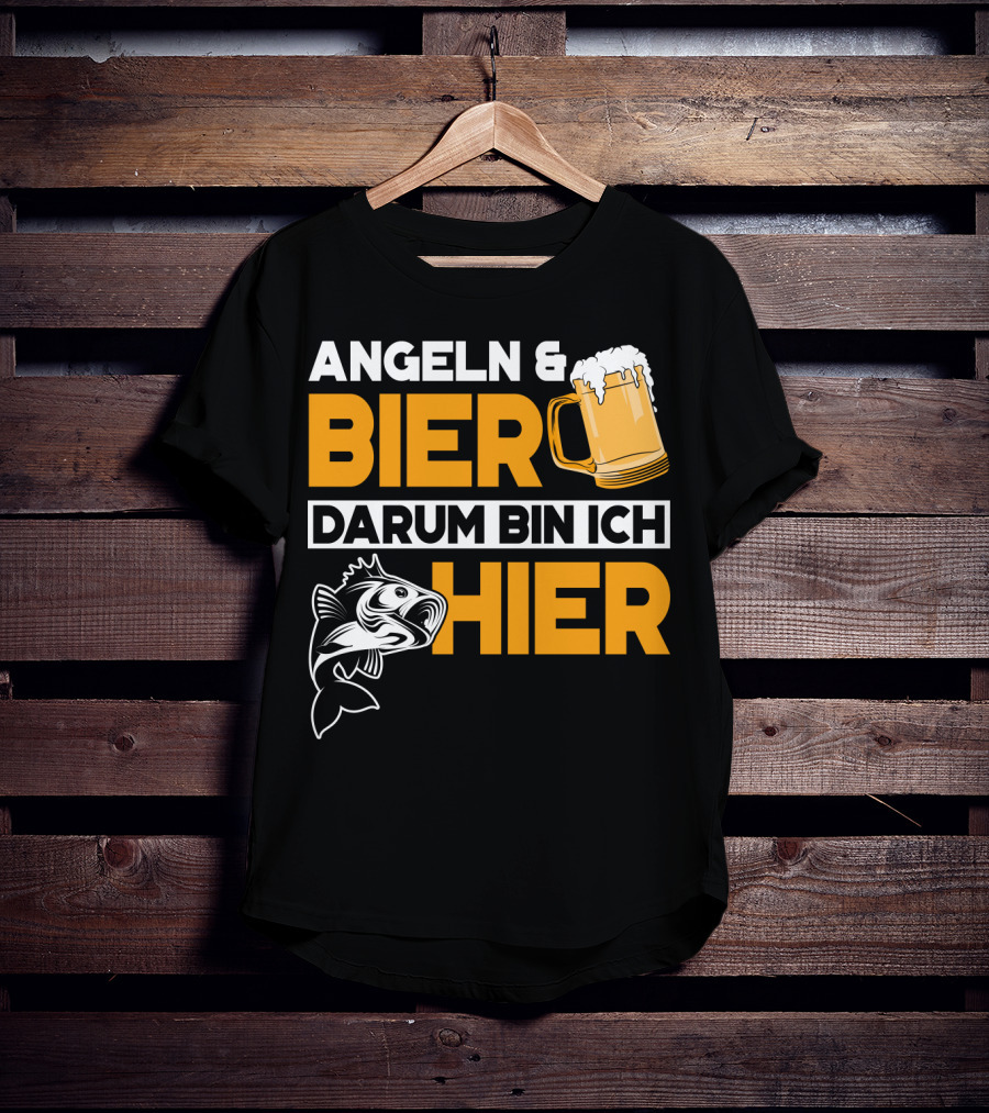 Angeln And Bier Darum Bin Ich Hier T-Shirt
