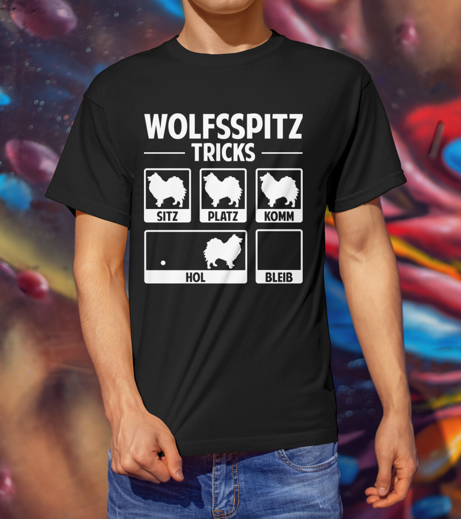 Wolfsspitz Tricks Sitz Platz Komm Hol Bleib T-Shirt