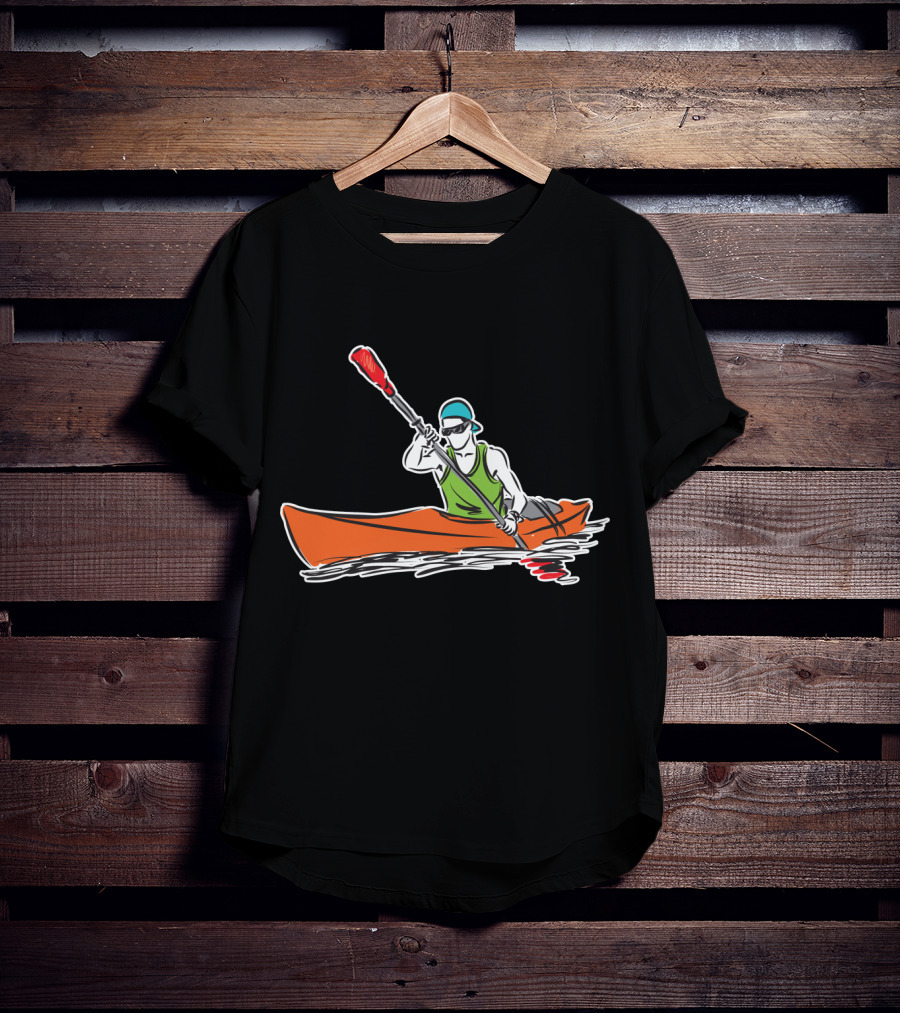 Grönland Kajak Paddel Sportler Line Zeichnen T-Shirt