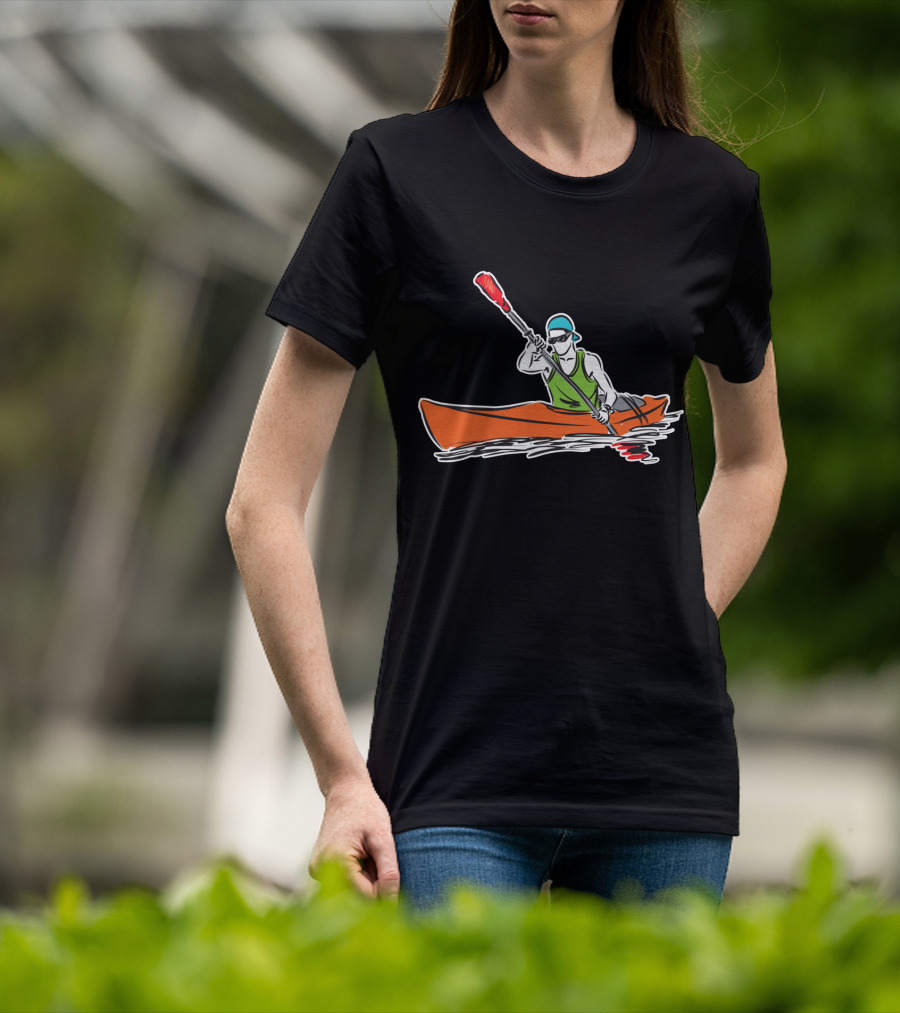 Grönland Kajak Paddel Sportler Line Zeichnen T-Shirt