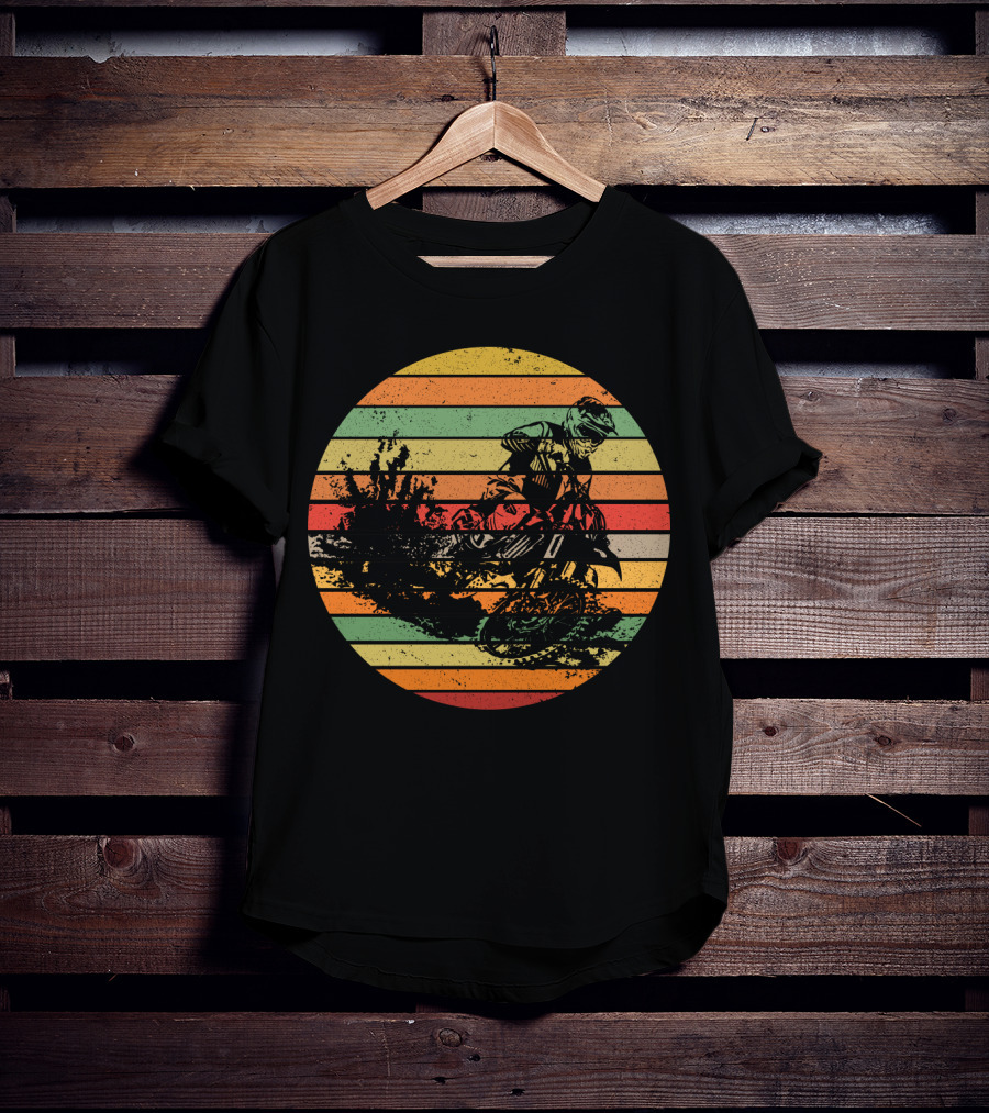 Vintage Motocross Dirt Bike Retro Vibes With Rider T-Shirt