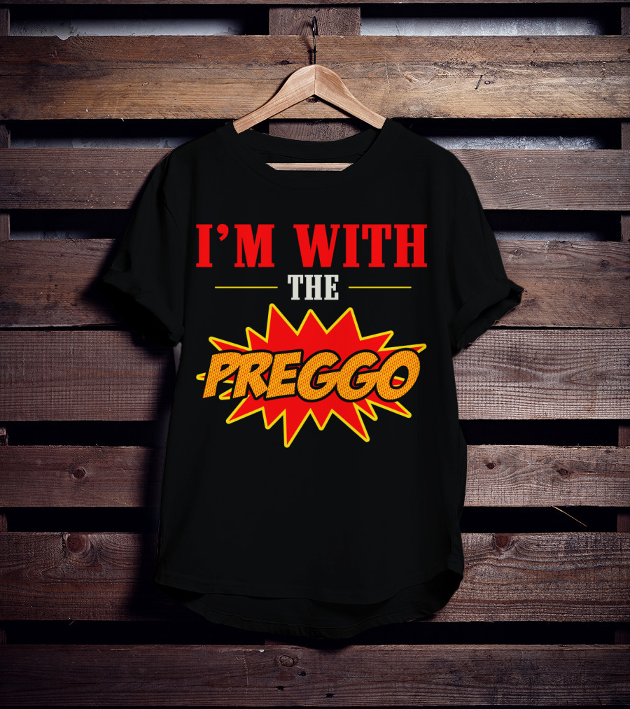 I'm With The Preggo Comic Style Burst T-Shirt