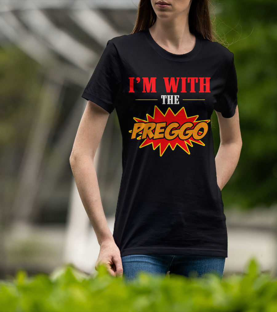 I'm With The Preggo Comic Style Burst T-Shirt