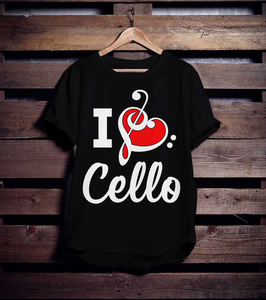 I Love Cello Treble Clef Heart T-Shirt