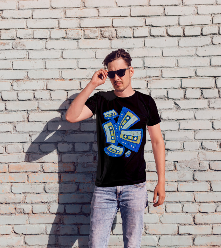 Vaporwave Cassette Mixtape Analog Music Retro Aesthetic Blue Tapes T-Shirt