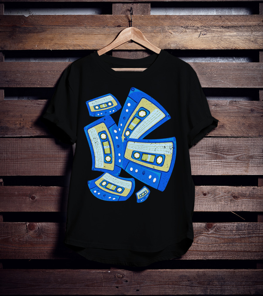 Vaporwave Cassette Mixtape Analog Music Retro Aesthetic Blue Tapes T-Shirt