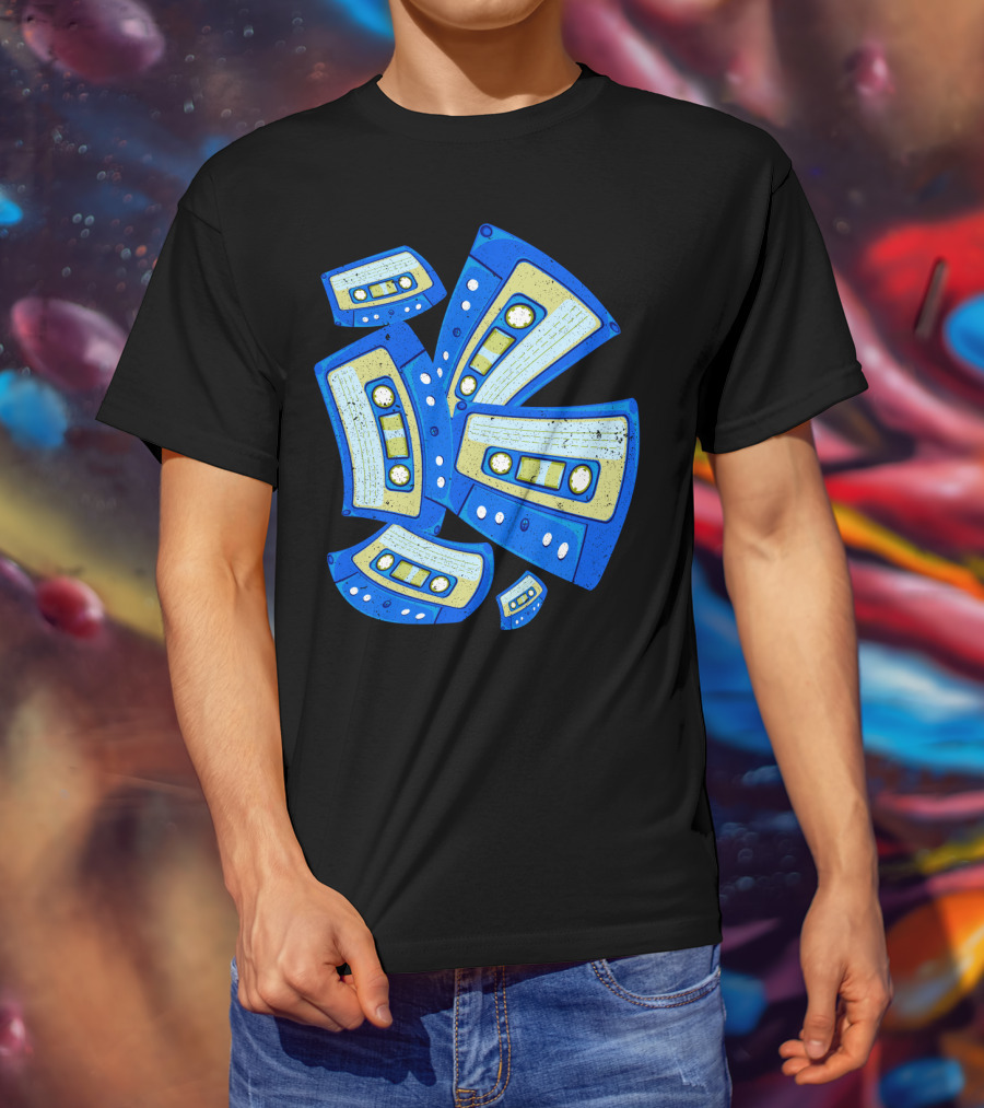 Vaporwave Cassette Mixtape Analog Music Retro Aesthetic Blue Tapes T-Shirt