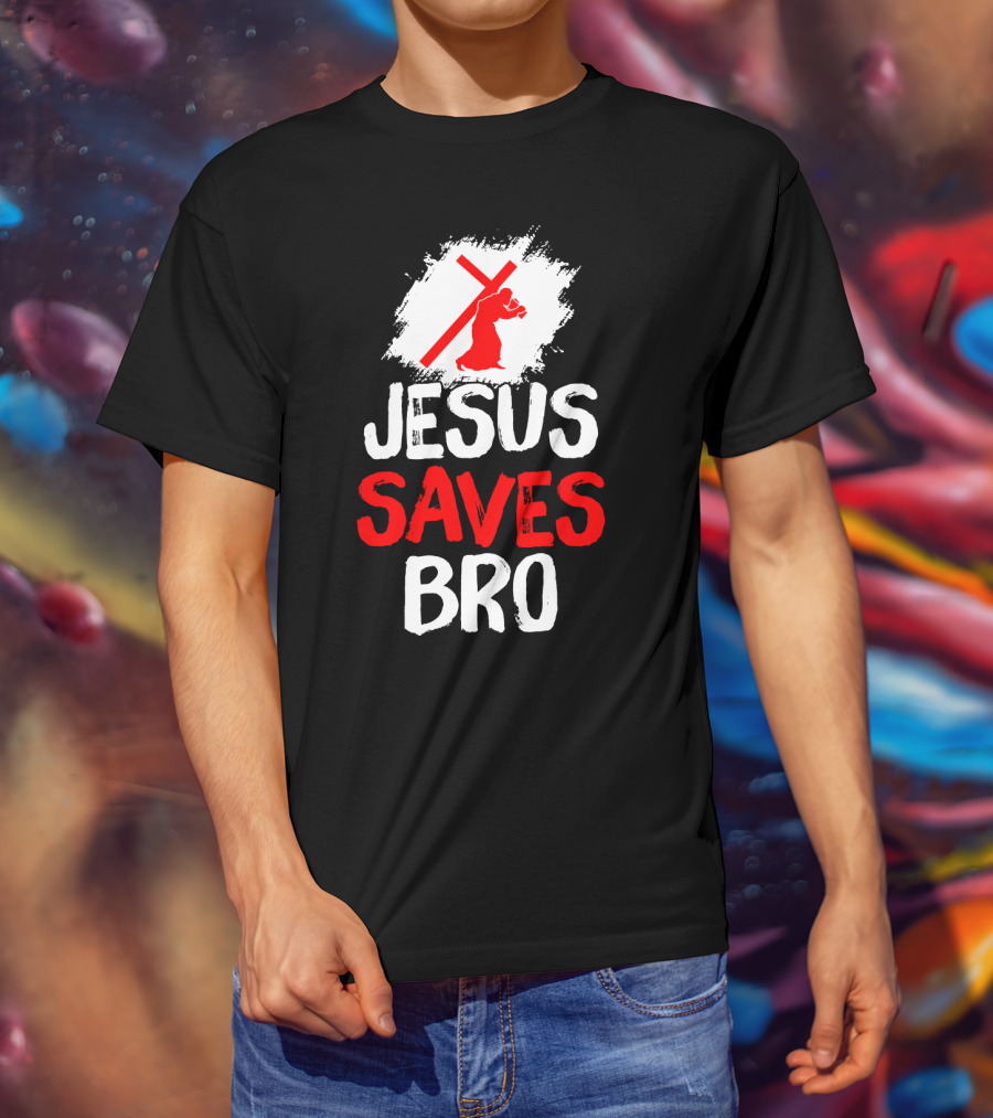Jesus Saves Bro Bold Faith Funny Christian Premium T-Shirt