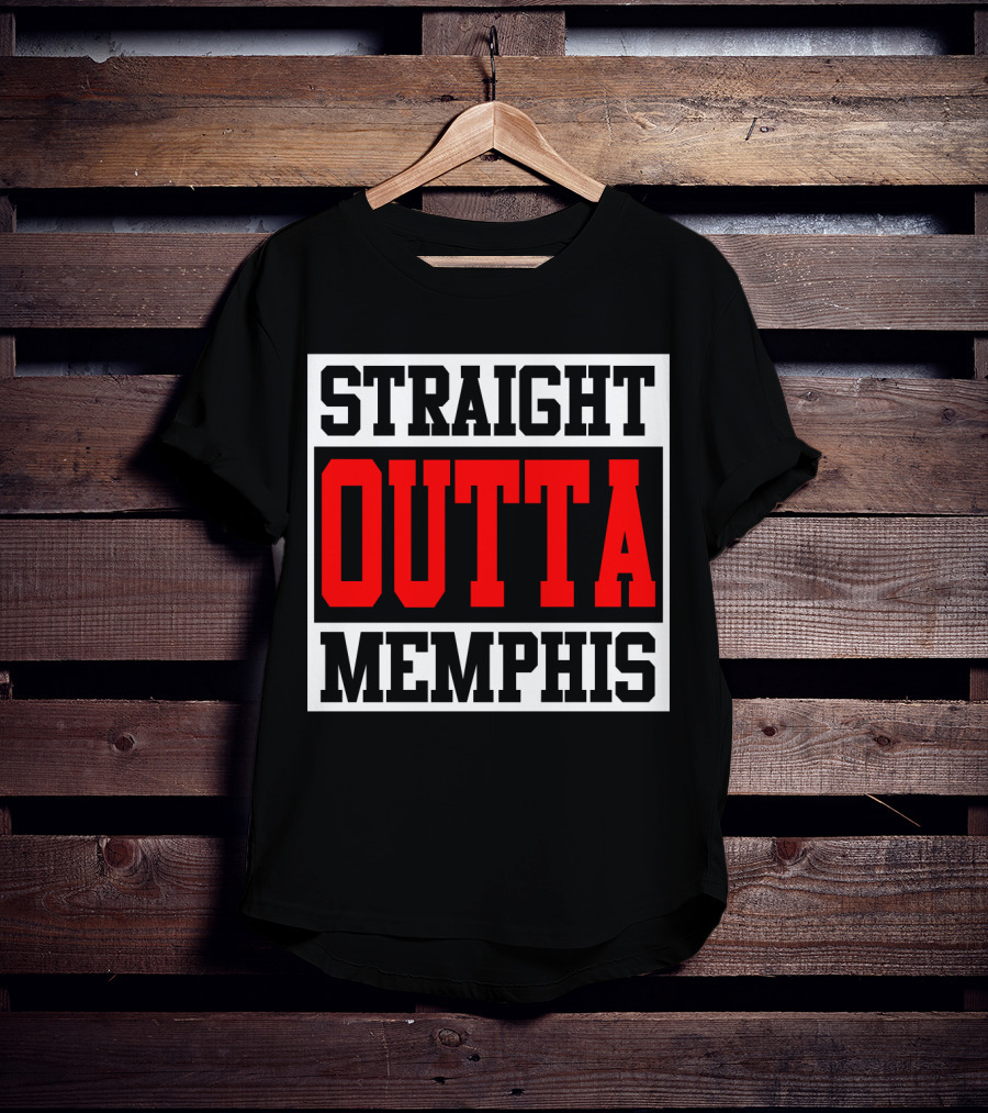 Straight Outta Memphis Bold Urban Block Text T-Shirt