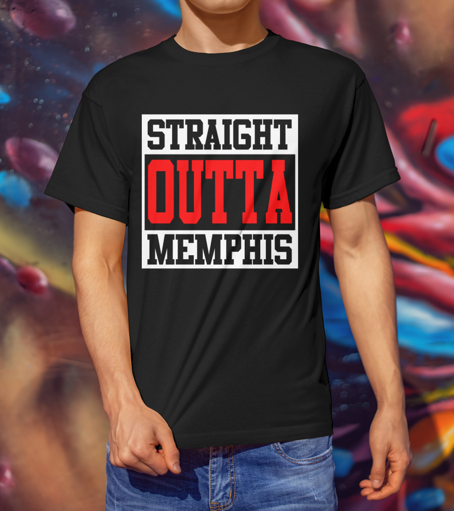 Straight Outta Memphis Bold Urban Block Text T-Shirt