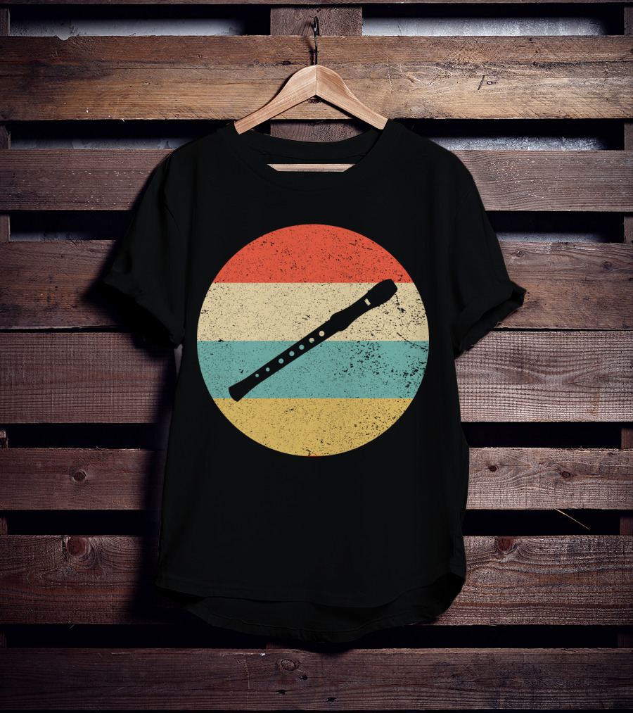Vintage Retro Flute Circle With Stripes T-Shirt