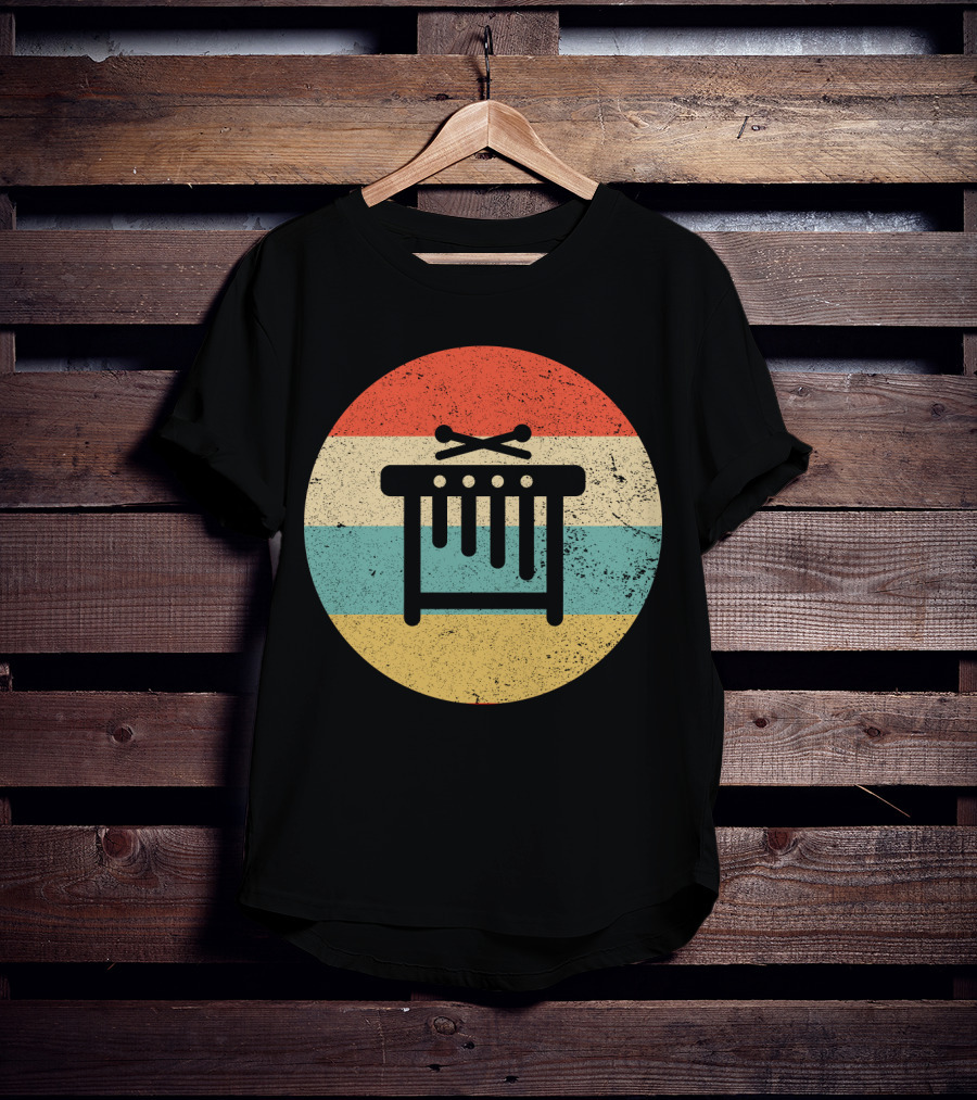 Vintage Retro Marimba Xylophone Circle Stripes T-Shirt