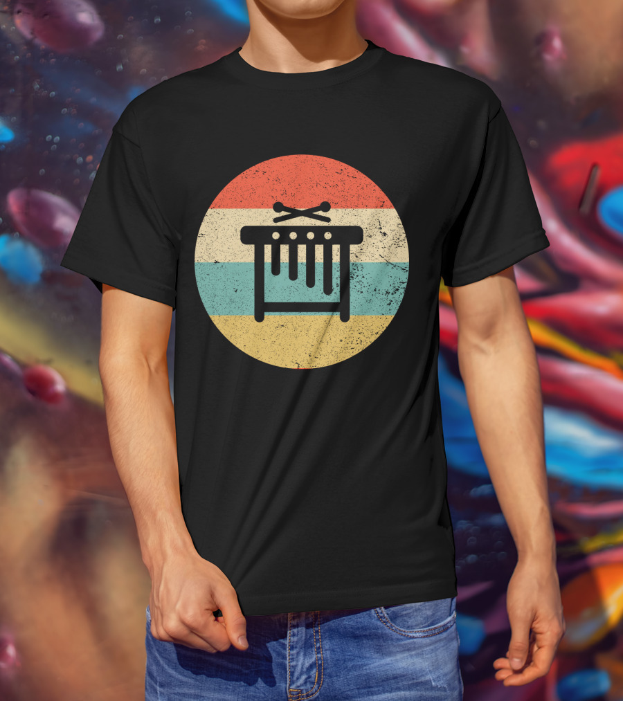 Vintage Retro Marimba Xylophone Circle Stripes T-Shirt