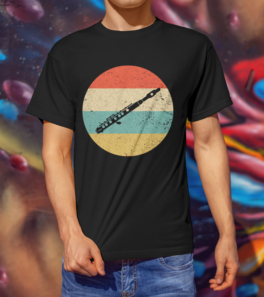 Vintage Retro Piccolo Colorful Distressed Circle T-Shirt