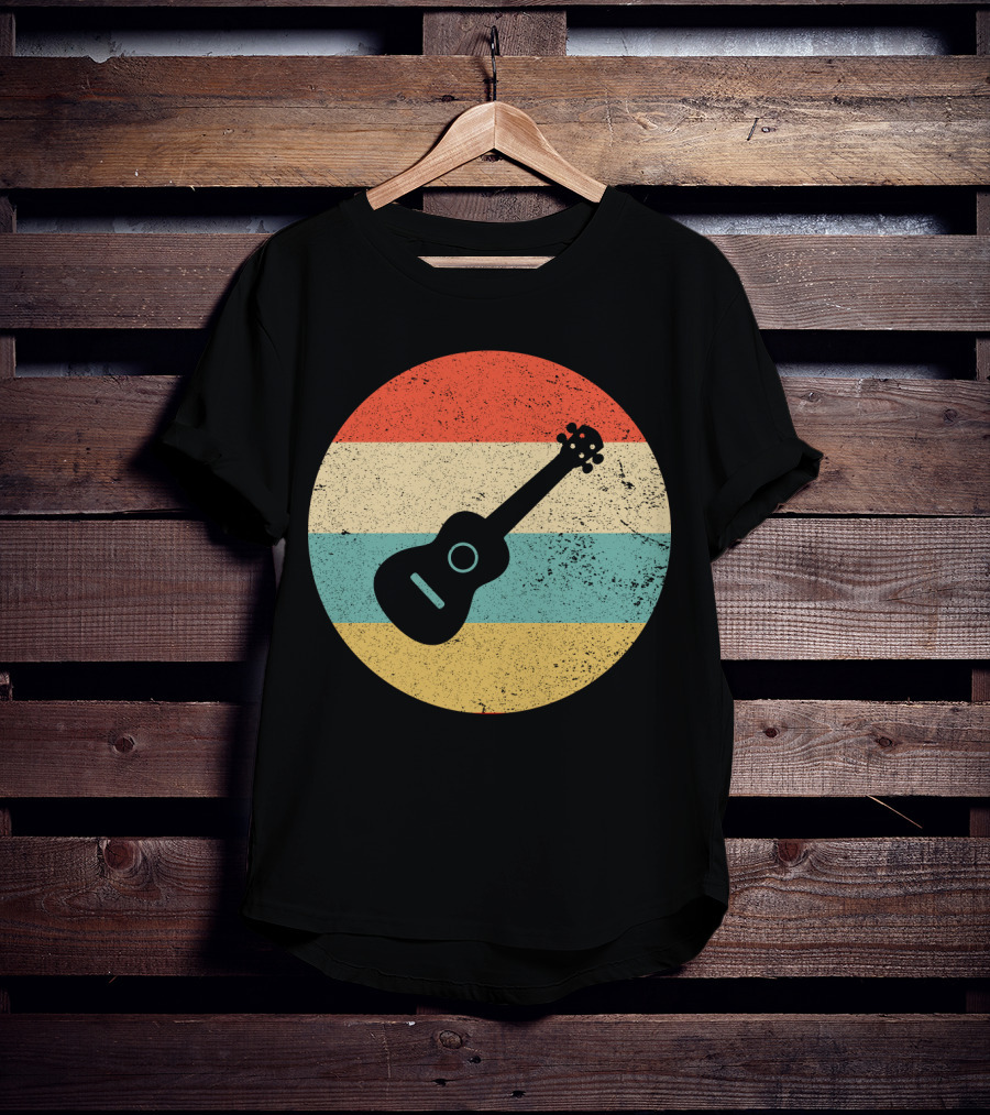 Vintage Retro Striped Ukulele T-Shirt