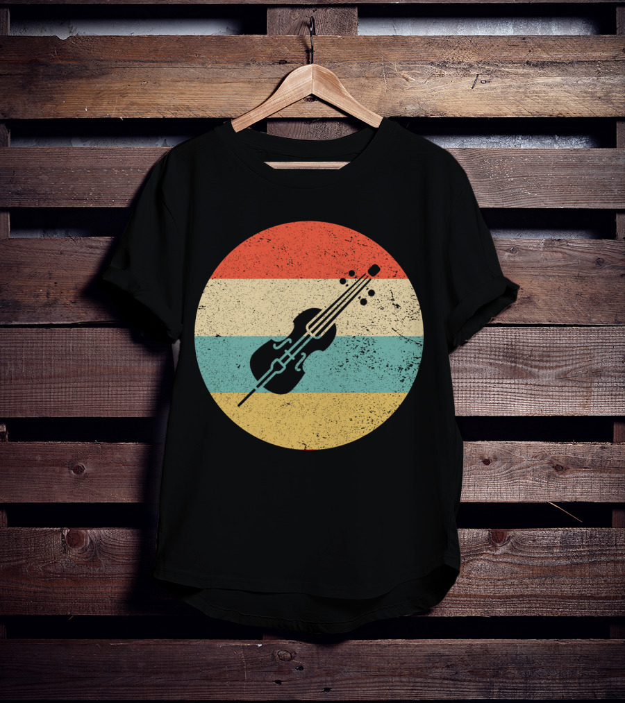 Vintage Retro Cello Circle Striped T-Shirt