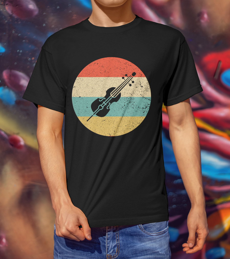 Vintage Retro Cello Circle Striped T-Shirt