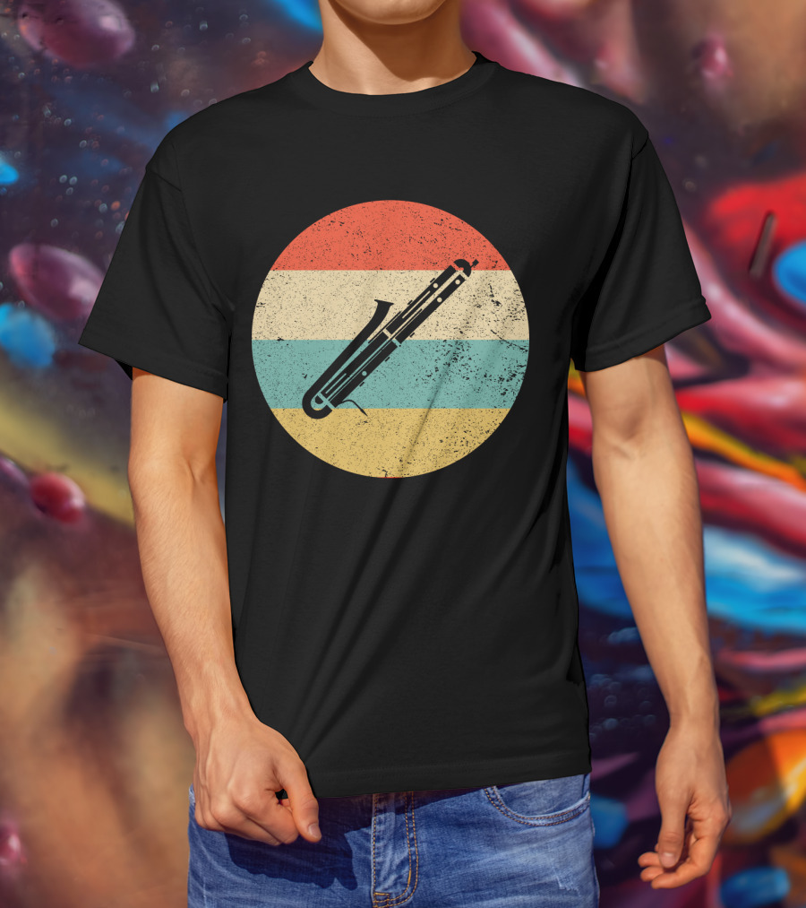 Vintage Retro Bassoon Circle Stripes T-Shirt