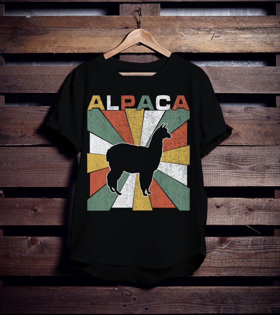 Alpaca Retro 70s Silhouette Vintage Colors T-Shirt