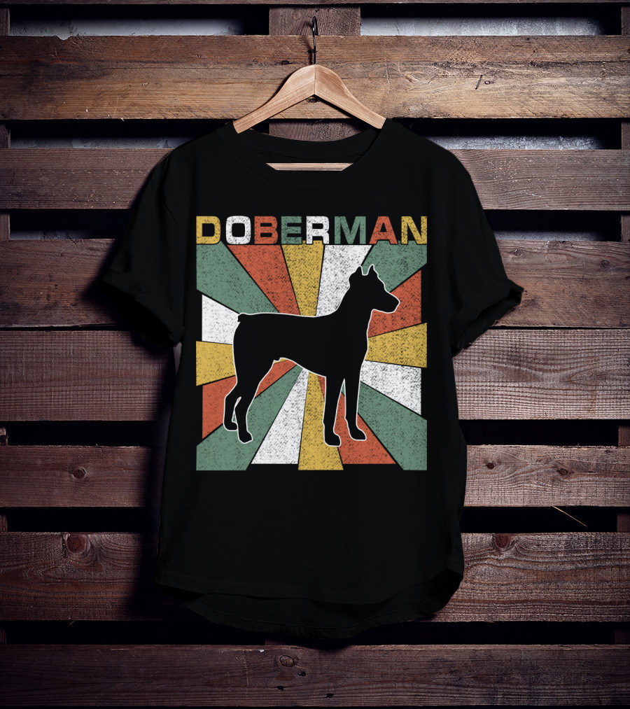 Doberman Retro 70s Silhouette Vintage Colors T-Shirt