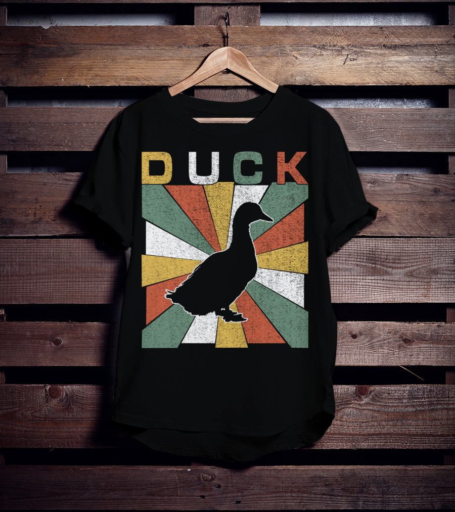 Duck Retro 70s Vintage Silhouette Sunburst T-Shirt