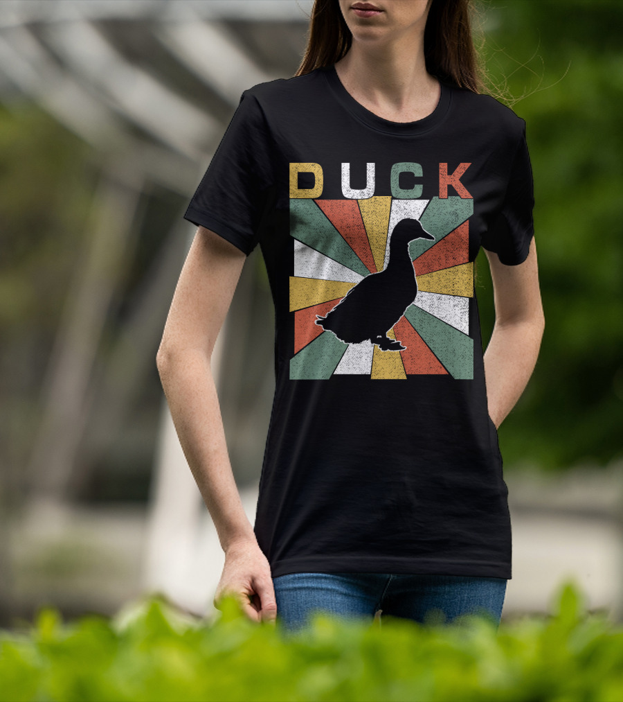 Duck Retro 70s Vintage Silhouette Sunburst T-Shirt