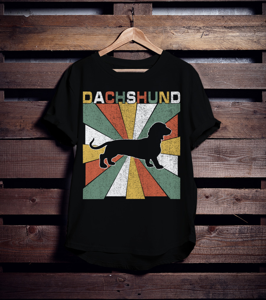 Dachshund Retro 70s Silhouette Vintage T-Shirt
