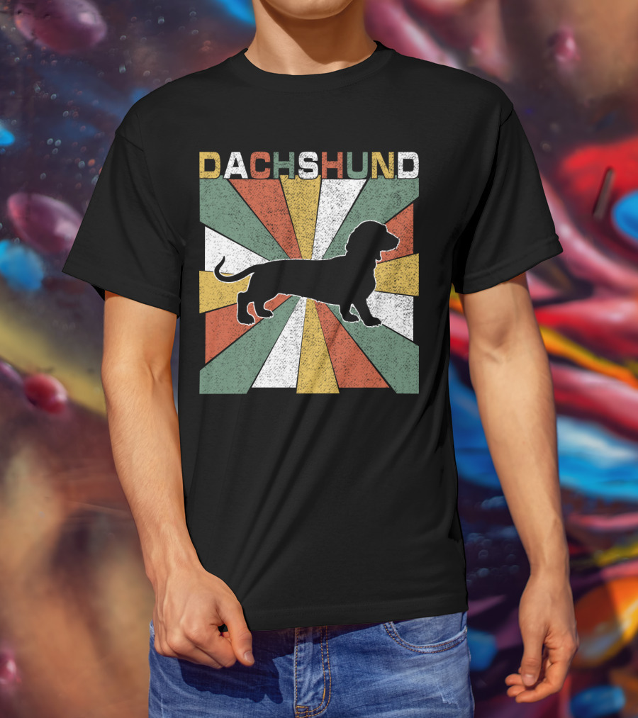 Dachshund Retro 70s Silhouette Vintage T-Shirt