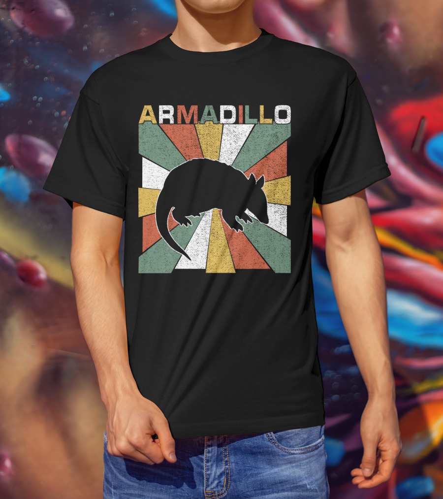 Armadillo Retro 70s Vintage Rainbow Burst T-Shirt