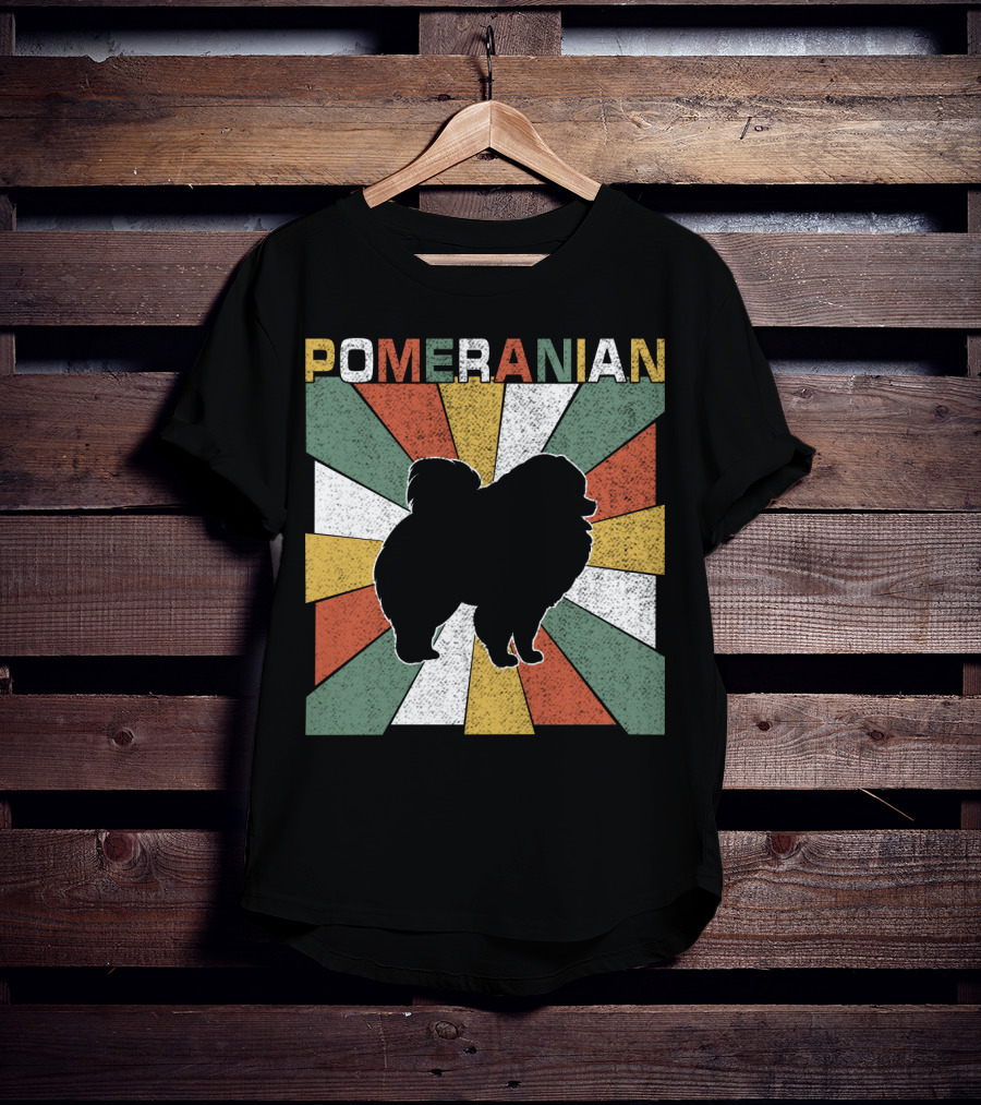 Pomeranian Dogs Retro 70s T-Shirt