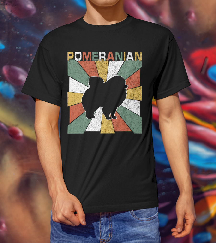 Pomeranian Dogs Retro 70s T-Shirt