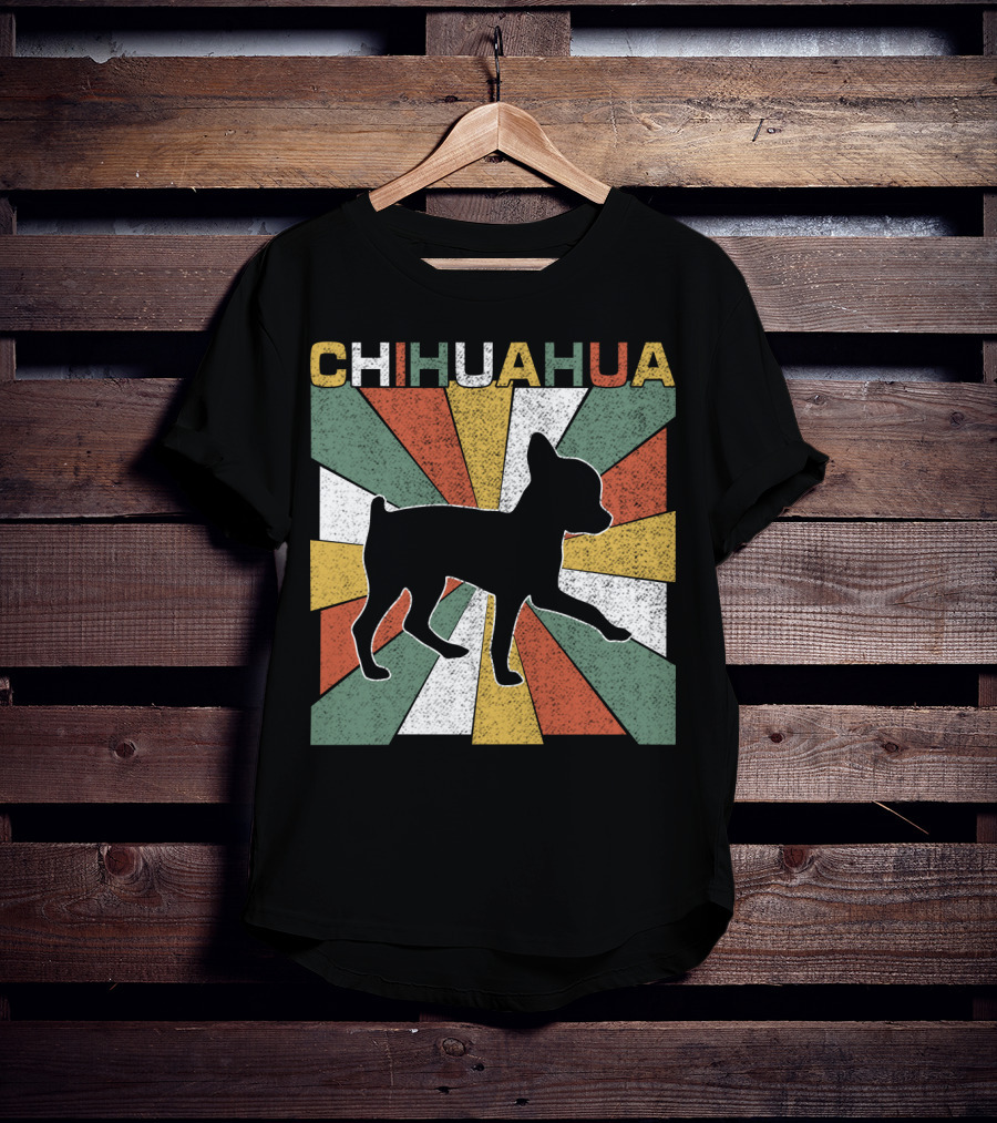 Chihuahua Retro 70s Vintage Silhouette Burst T-Shirt