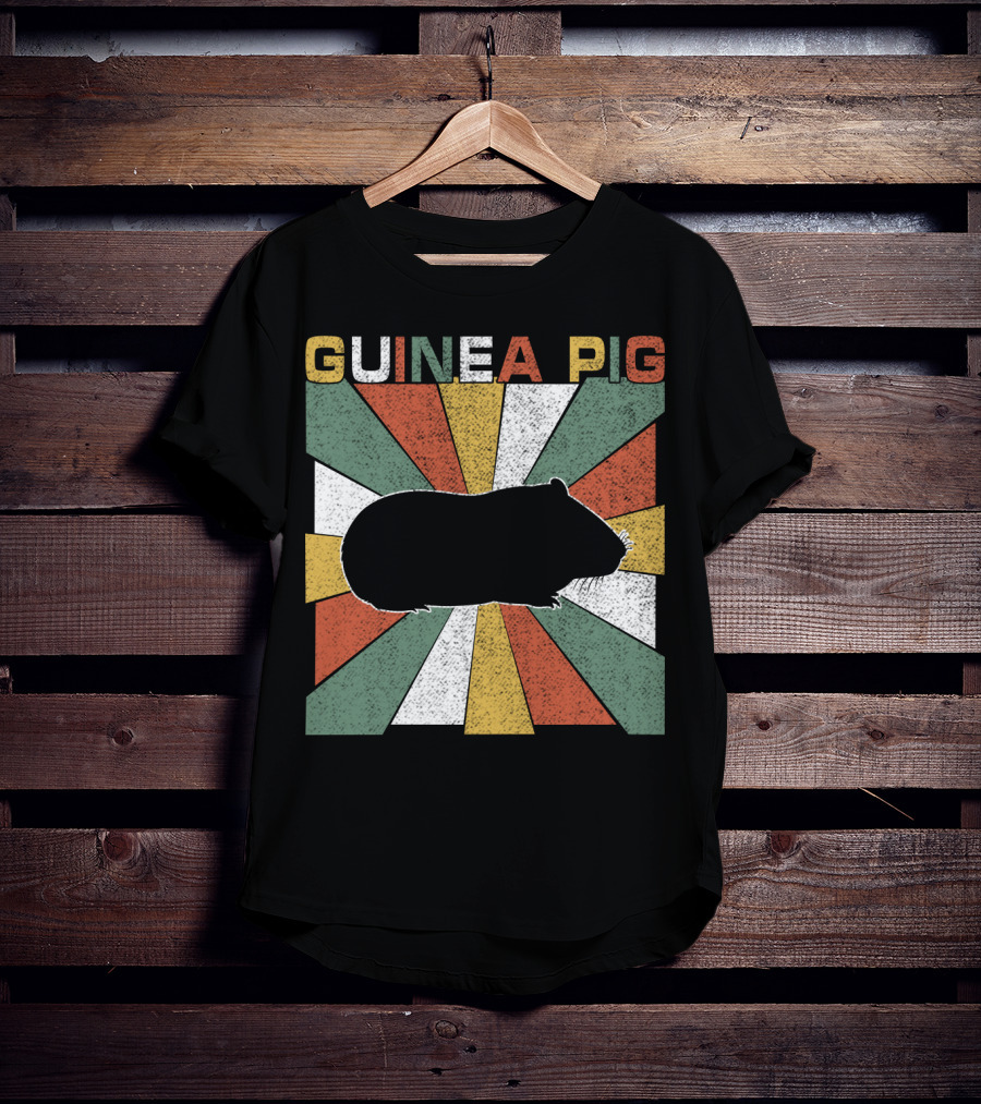 Guinea Pig Retro 70s Silhouette With Vintage Color Block T-Shirt