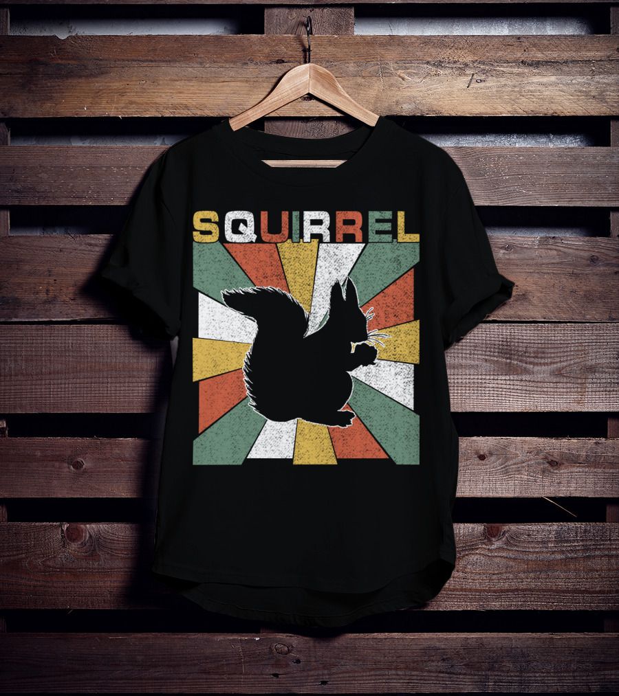 Squirrel Retro 70s Silhouette Vintage Colors T-Shirt