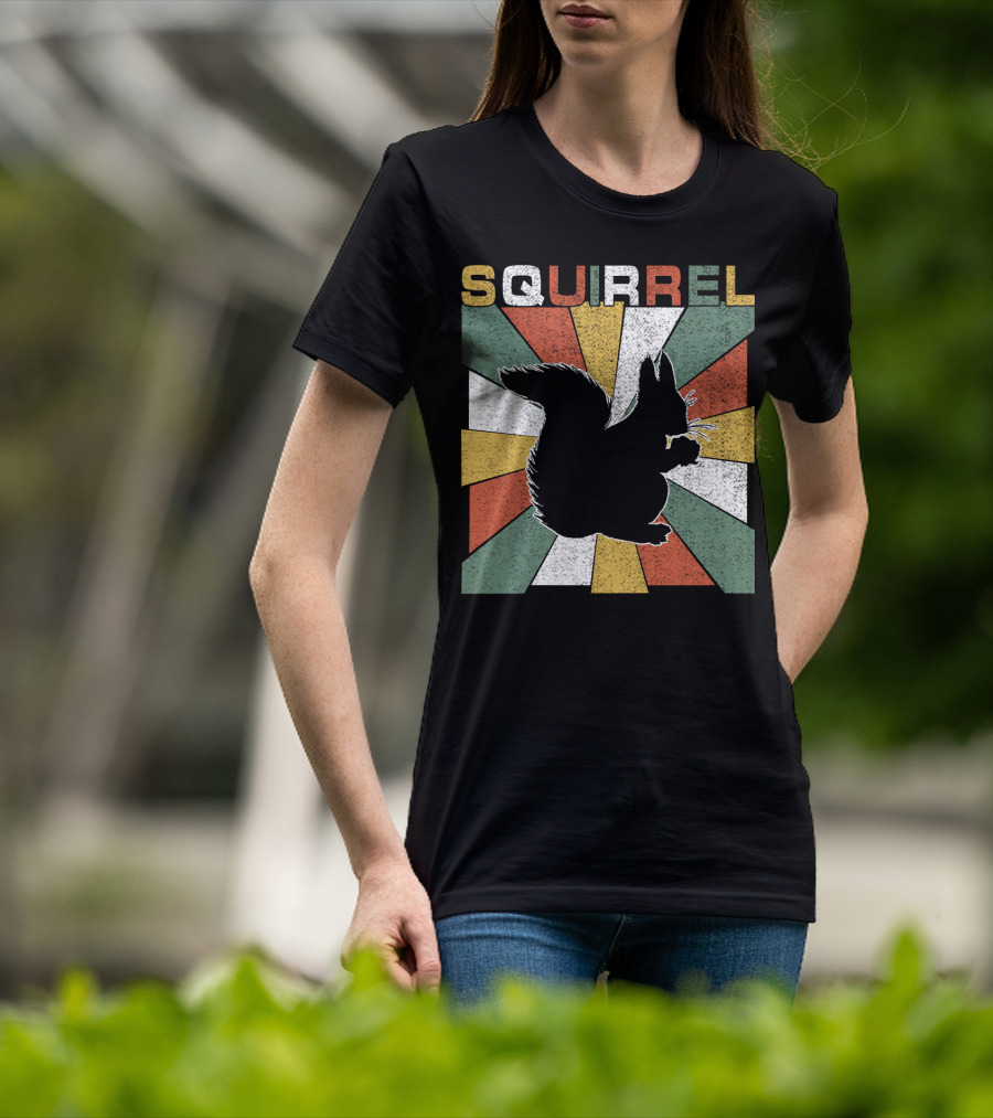 Squirrel Retro 70s Silhouette Vintage Colors T-Shirt