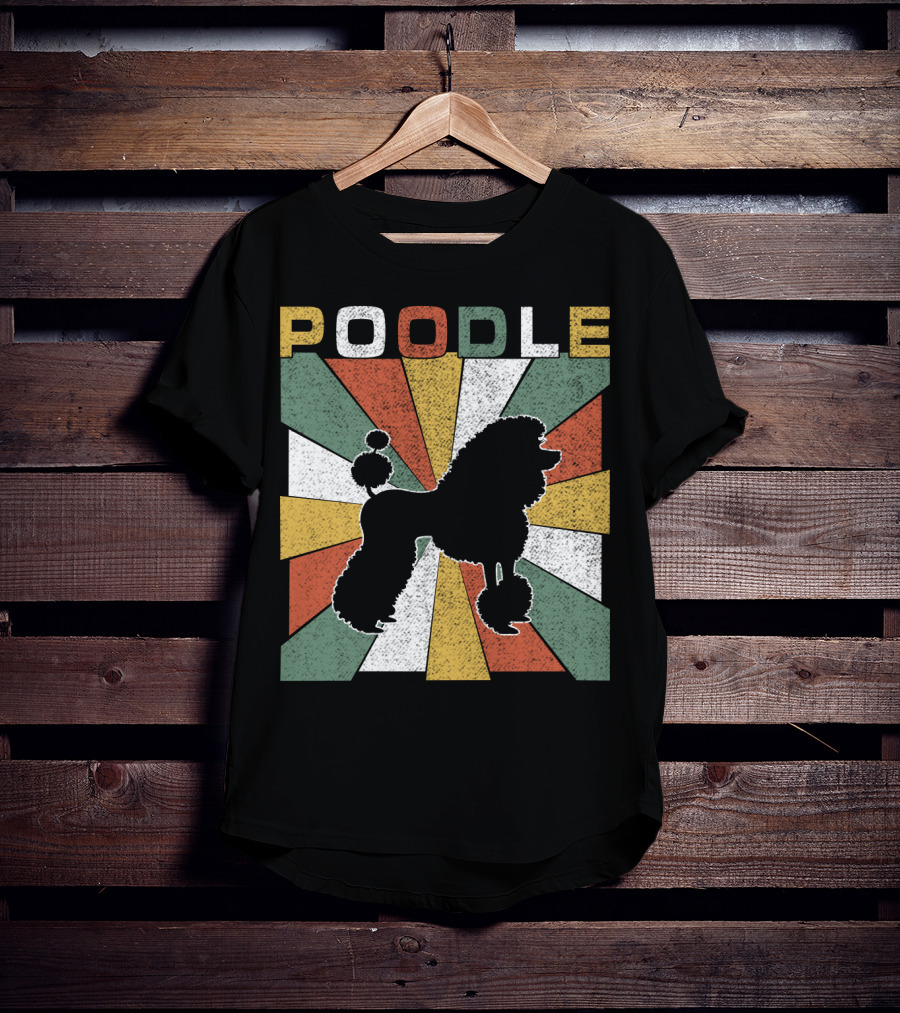 Poodle Silhouette Retro 70s Colorful Burst T-Shirt