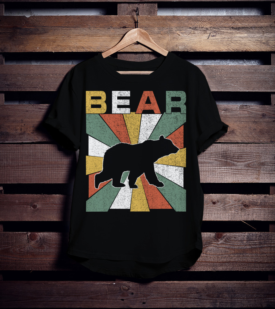 Bear Retro 70s Vintage Silhouette Burst T-Shirt