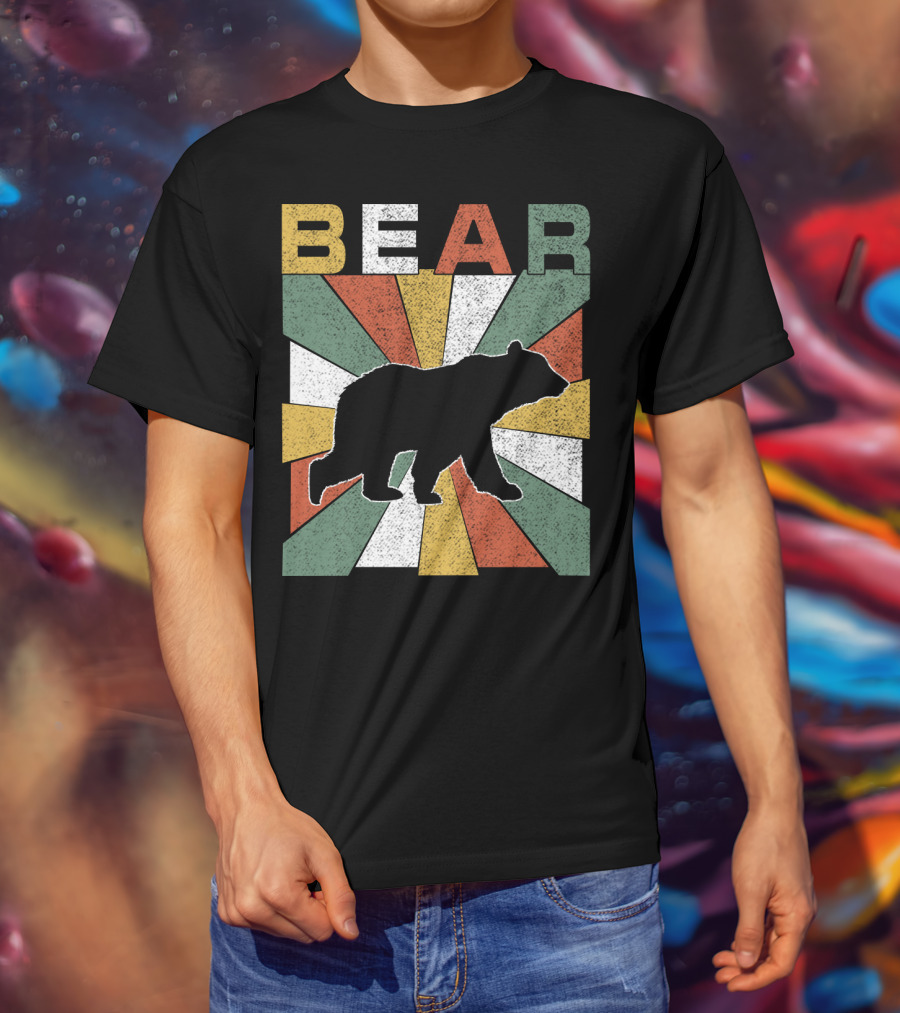 Bear Retro 70s Vintage Silhouette Burst T-Shirt