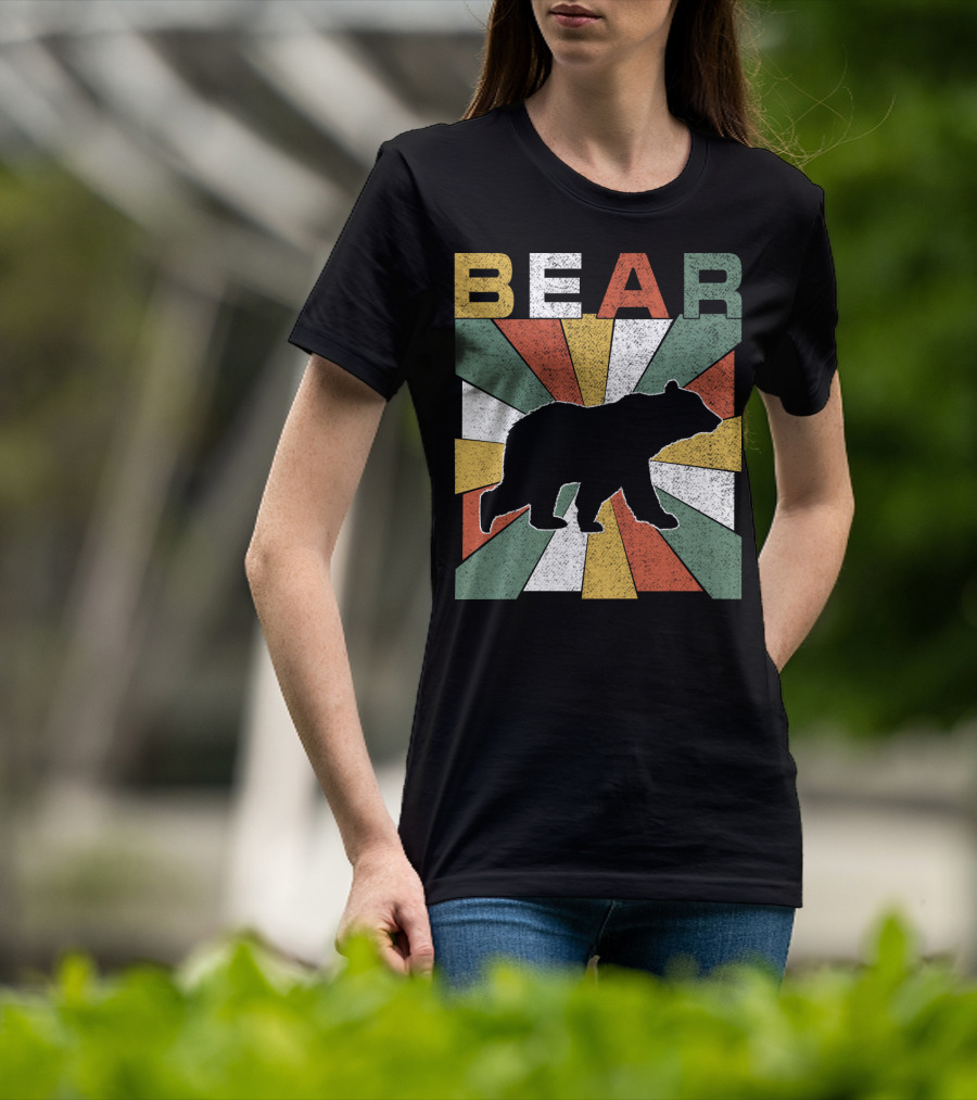 Bear Retro 70s Vintage Silhouette Burst T-Shirt