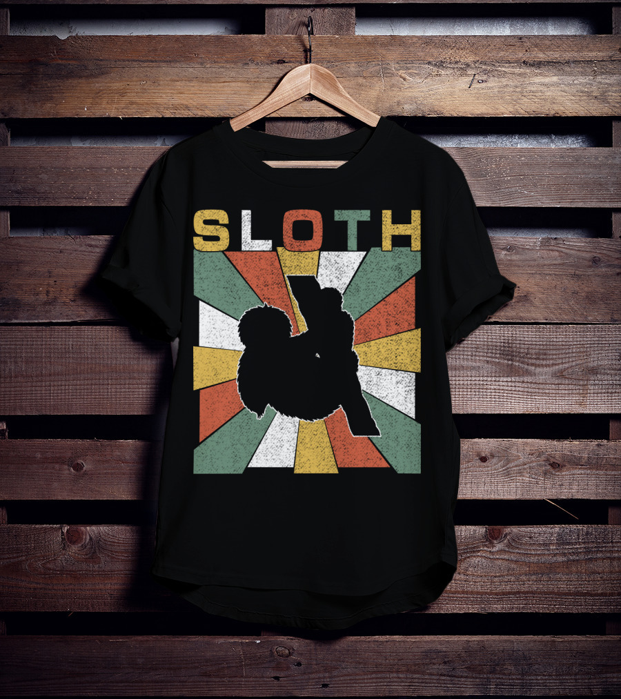Sloth Retro 70s Vintage Colorful T-Shirt