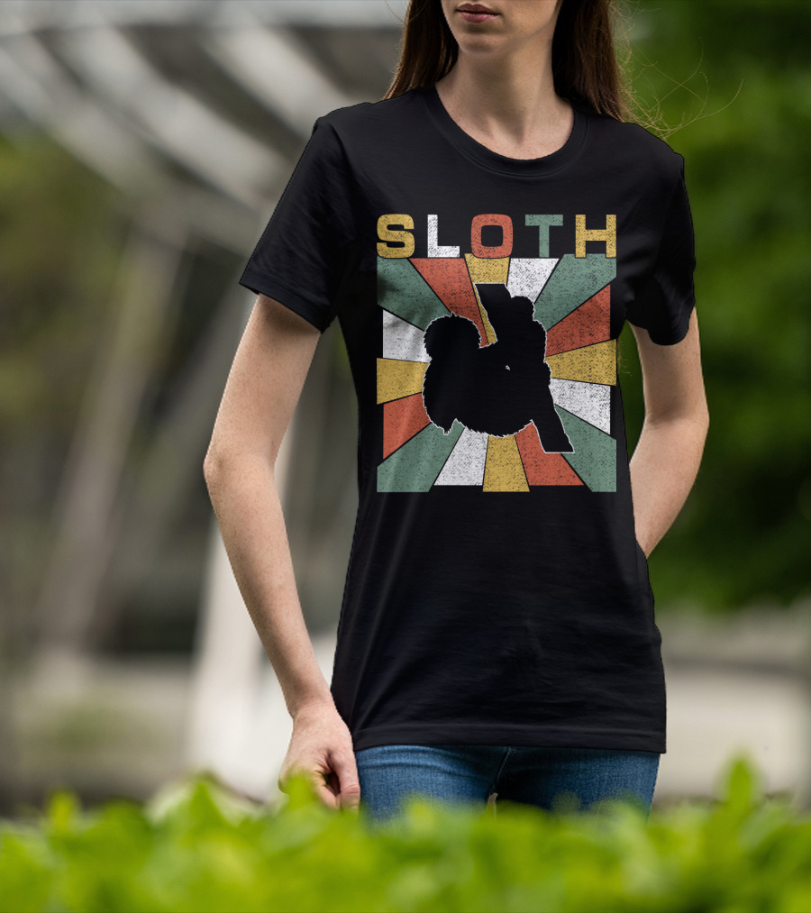 Sloth Retro 70s Vintage Colorful T-Shirt