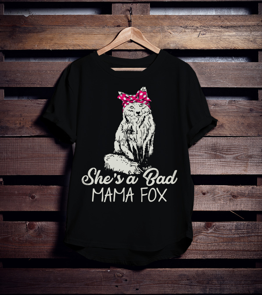 She's A Bad Mama Fox In Red Polka Dot Headscarf T-Shirt