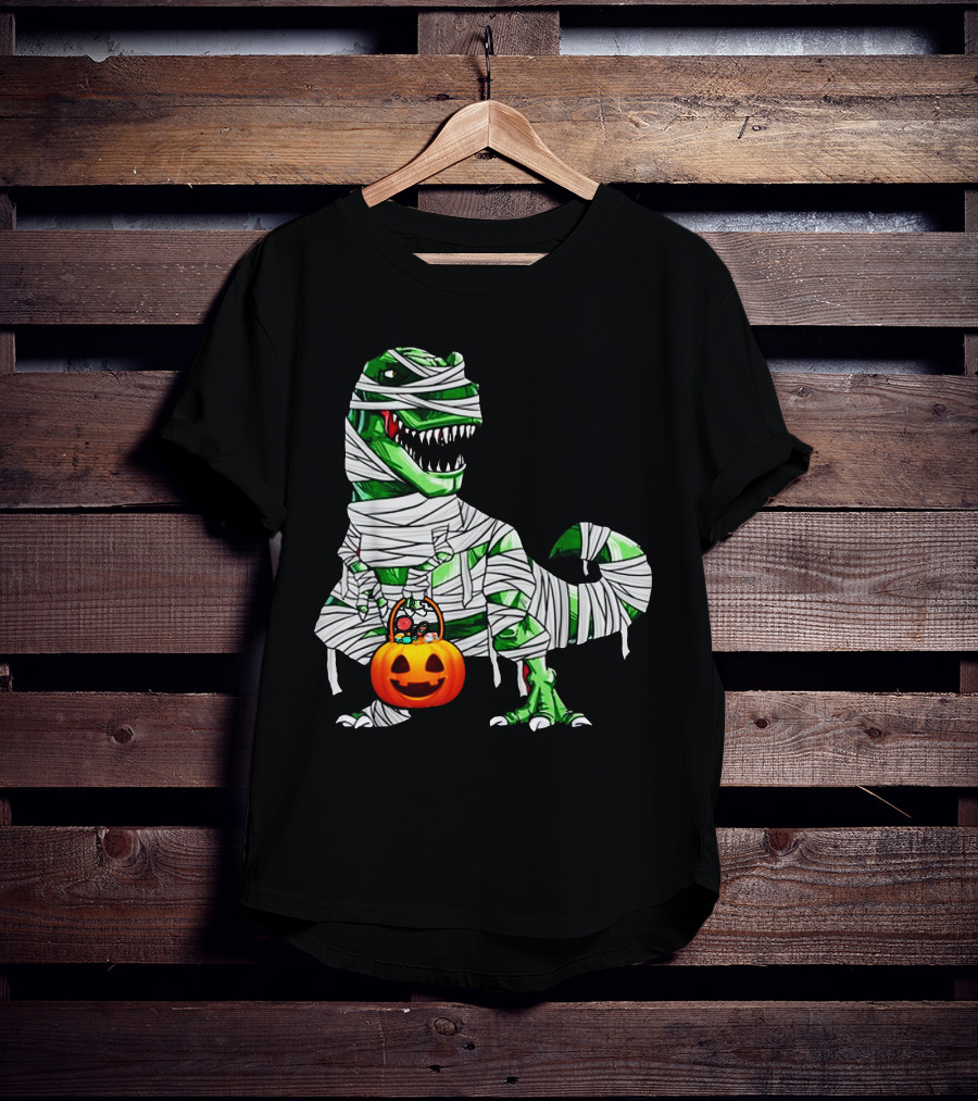 Halloween Pumpkin Mummy Dinosaur T-Shirt