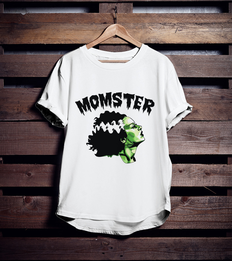 Momster Frankenstein Bride Parody Green Horror Text T-Shirt