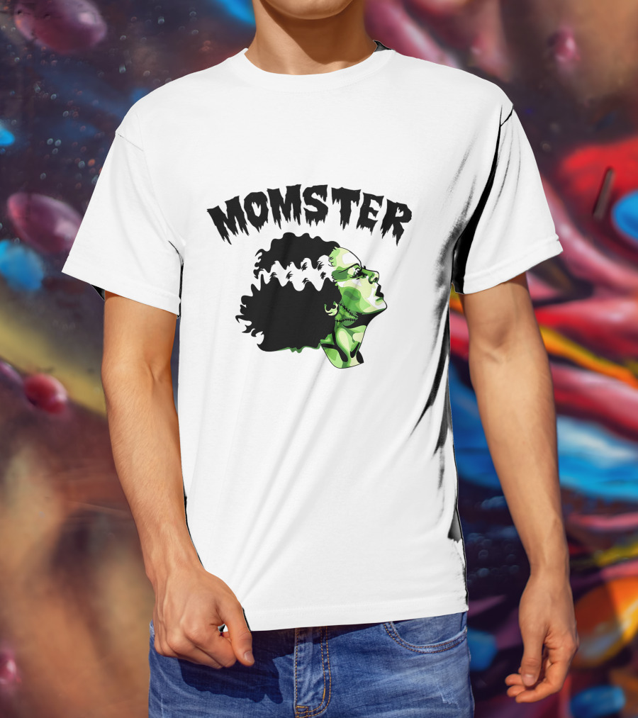 Momster Frankenstein Bride Parody Green Horror Text T-Shirt