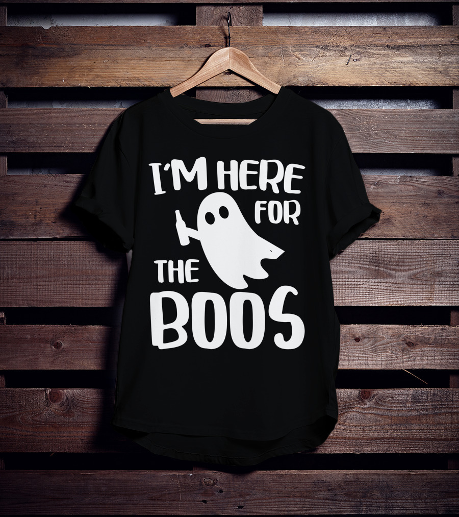 I'm Here For The Boos Halloween Ghost Holding Bottle T-Shirt