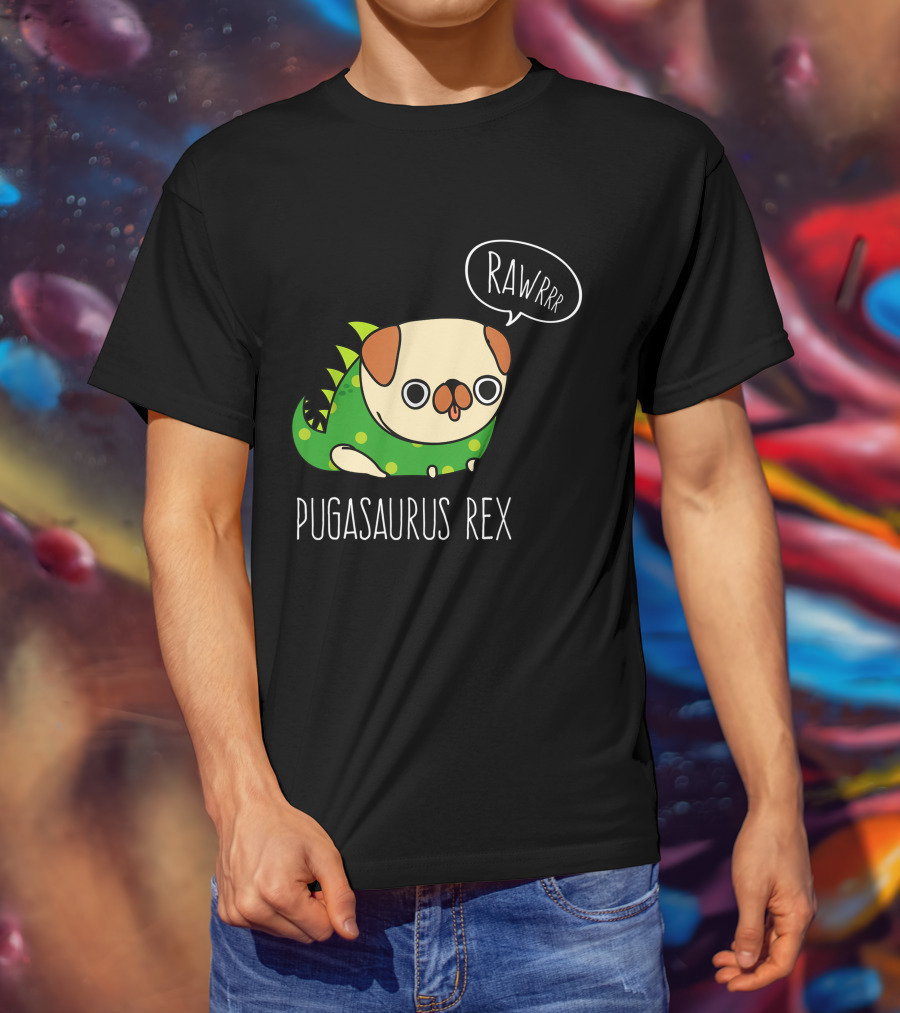Pugasaurus Rex Pug Dog Halloween Rawrrr T-Shirt