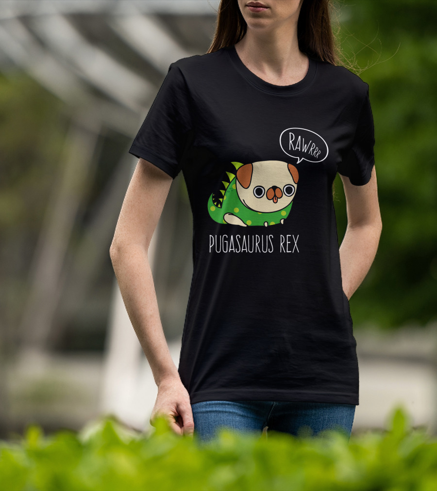 Pugasaurus Rex Pug Dog Halloween Rawrrr T-Shirt