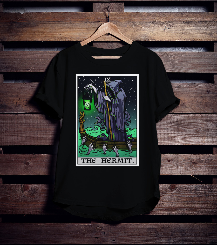 Halloween Grim Reaper Tarot Card The Hermit IX T-Shirt