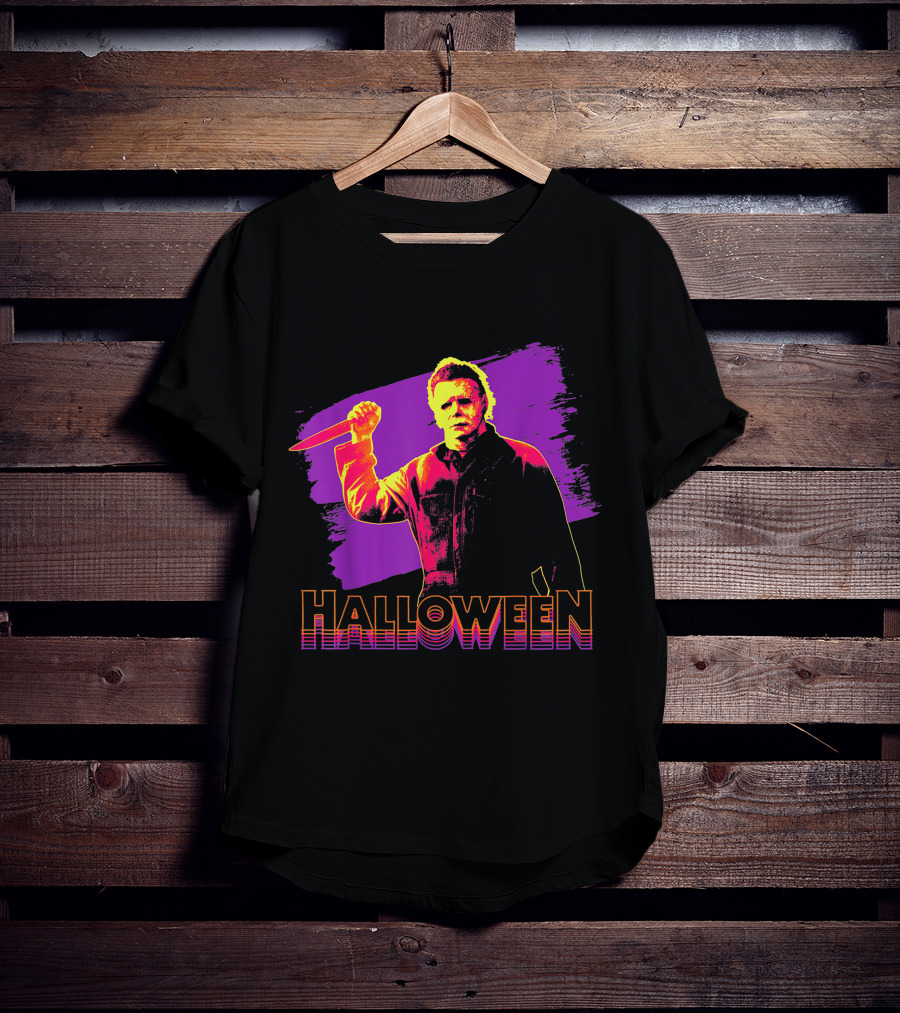 Michael Myers Neon Halloween T-Shirt